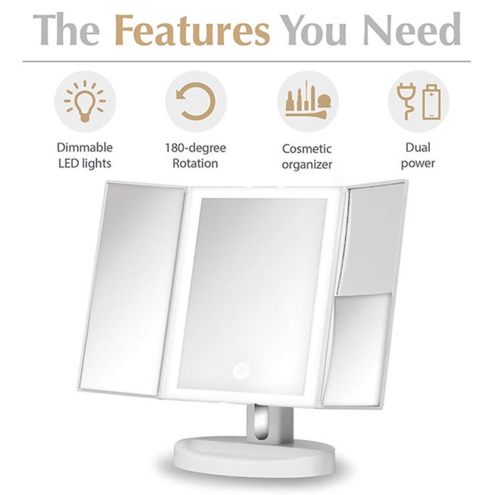 Fancii Tria Tri-fold Lighted Vanity Mirror - Brand New - Picture 9 of 9